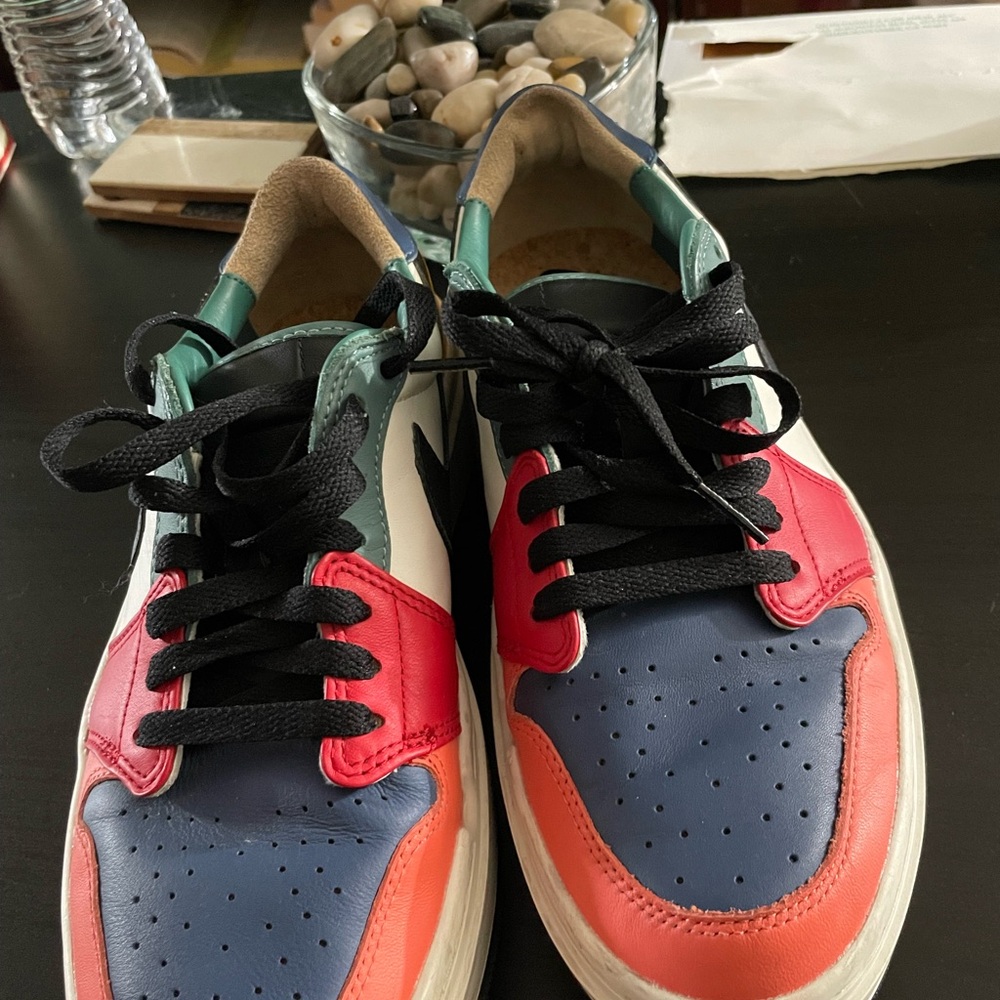 Colorful Leather Sneakers with Black Laces